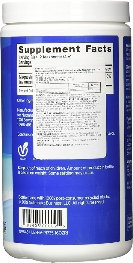 Natural Vitality Natural Calm – RLS – Restless Legs – Relaxation – Stress – Muscle Cramps – Tension – Unwind – Amazing Taste – Unflavored – 453 Grams - Image 5